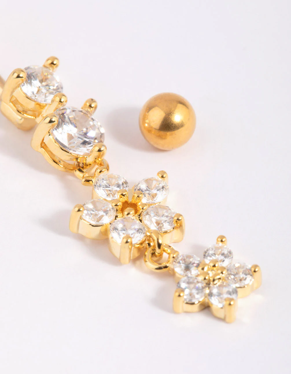 Gold Plated Titanium Flower Drop Belly Bar - Image 4