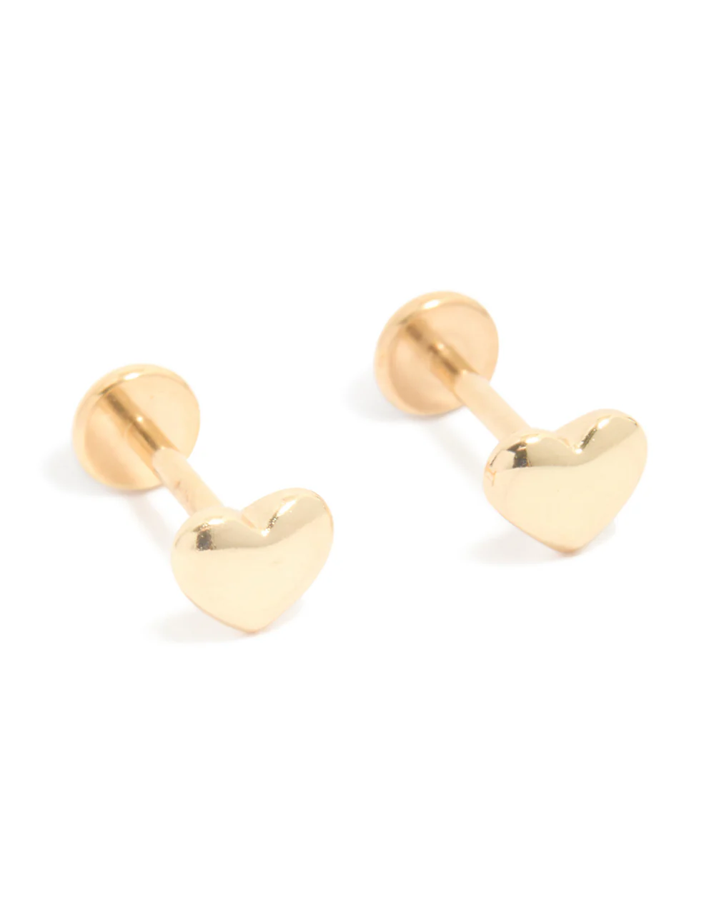 Gold Plated Titanium Heart Flat Back Studs - Image 2