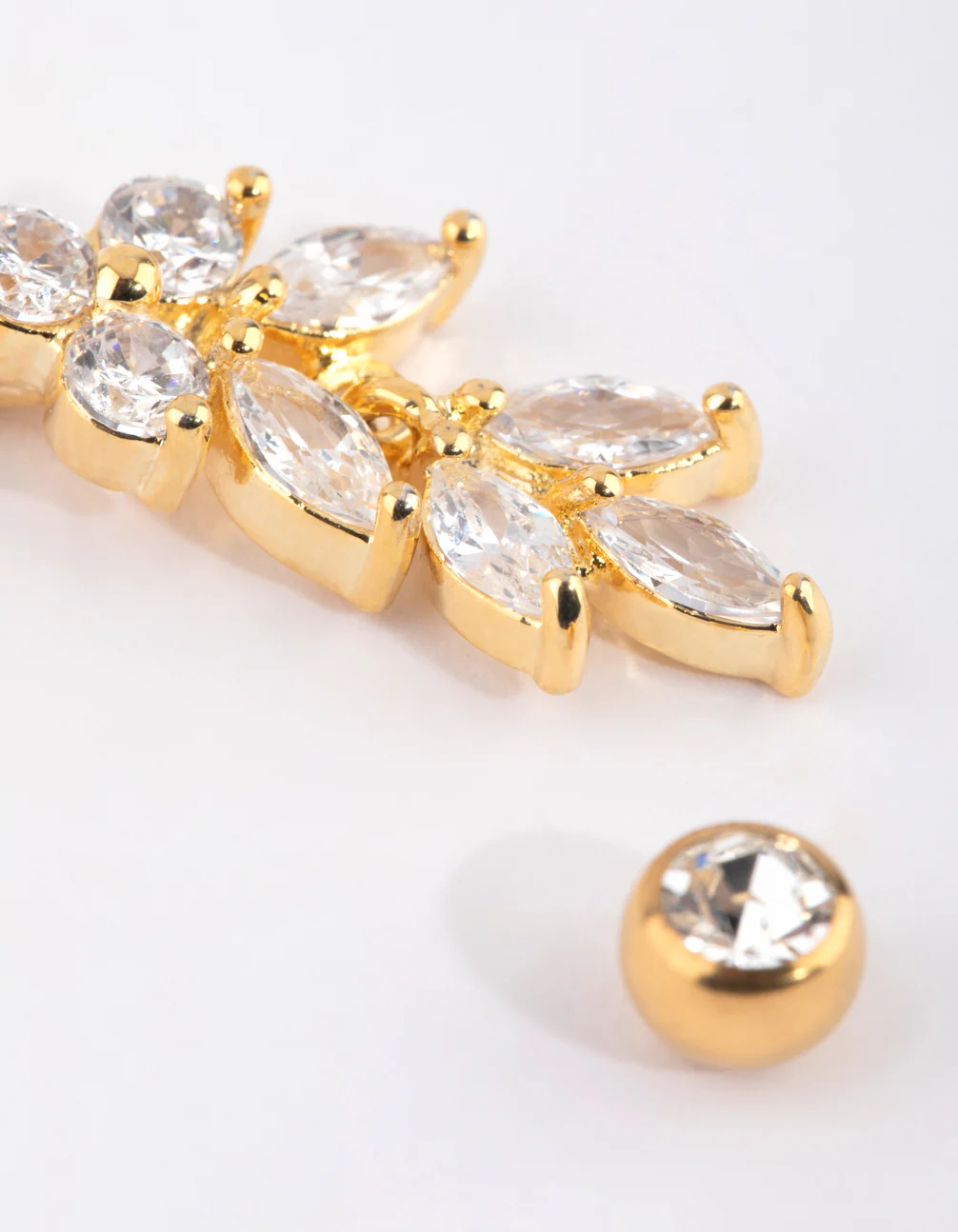 Gold Plated Titanium Marquise Belly Bar - Image 4