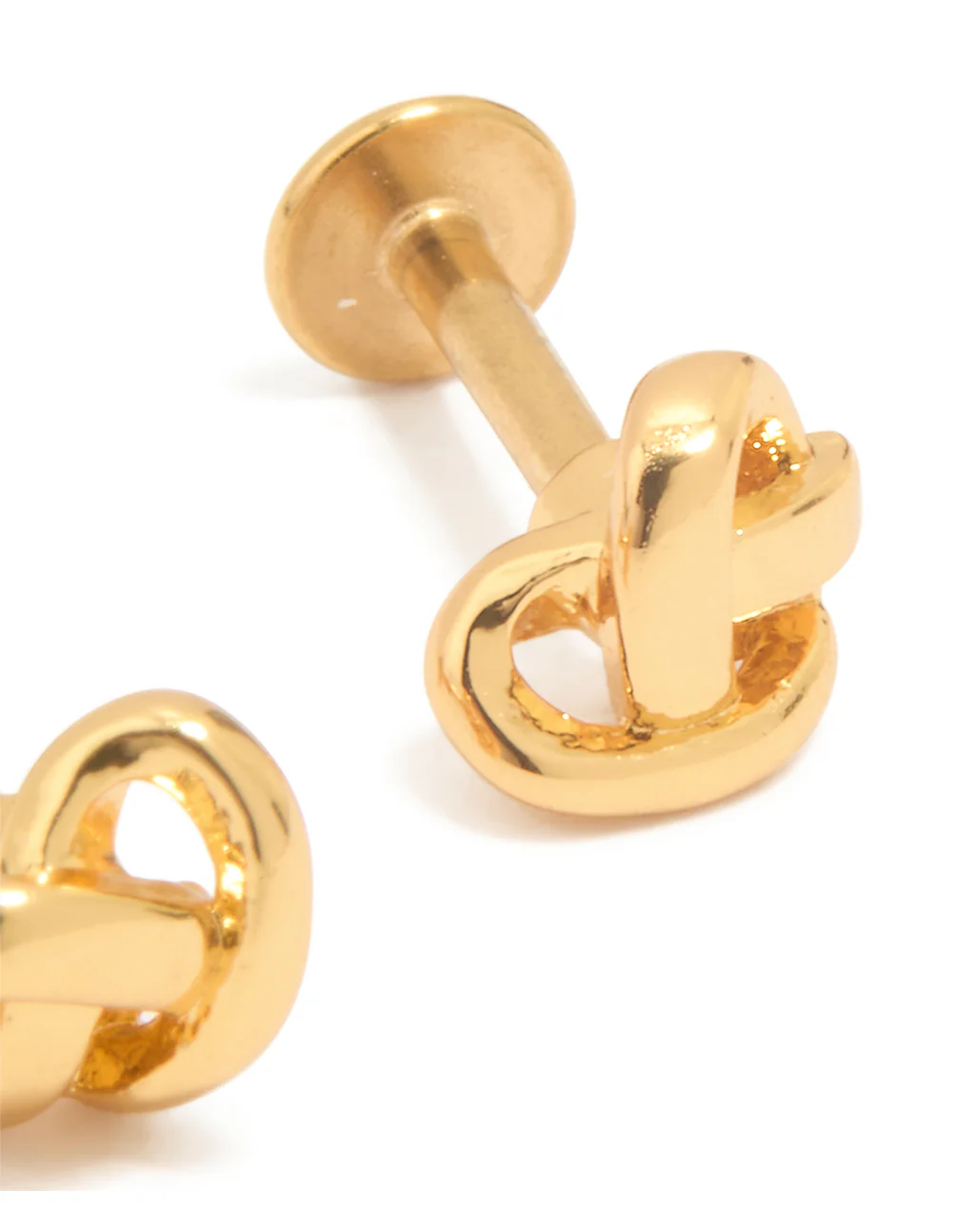 Gold Plated Titanium Pretzel Piercing Flat Back Studs - Image 4