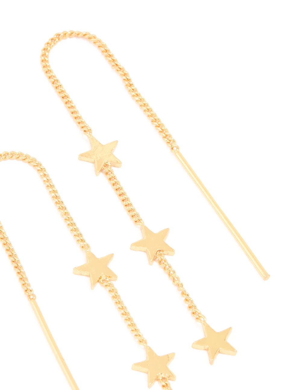 Gold Plated Triple Star Thread Through Earrings - Image 5