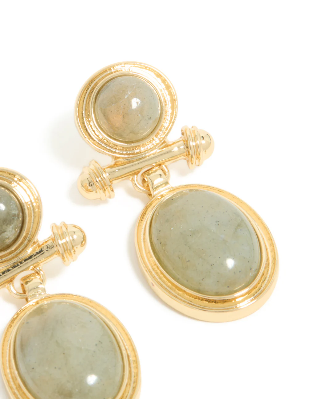 Gold Plated Vintage Semi Precious Stone Drop Earrings - Image 5