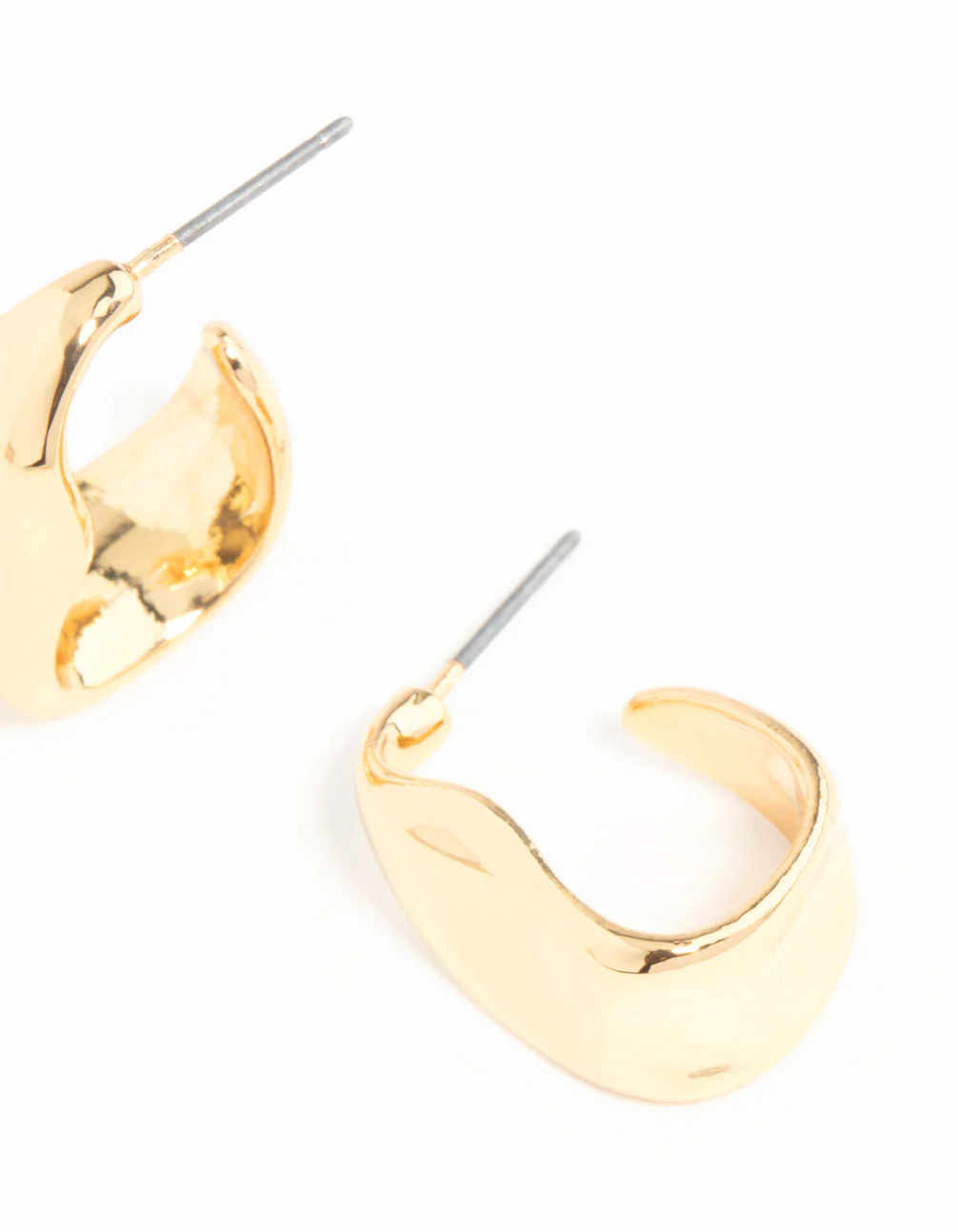 Gold Plated Wavy Molten Hoop Earrings - Image 5