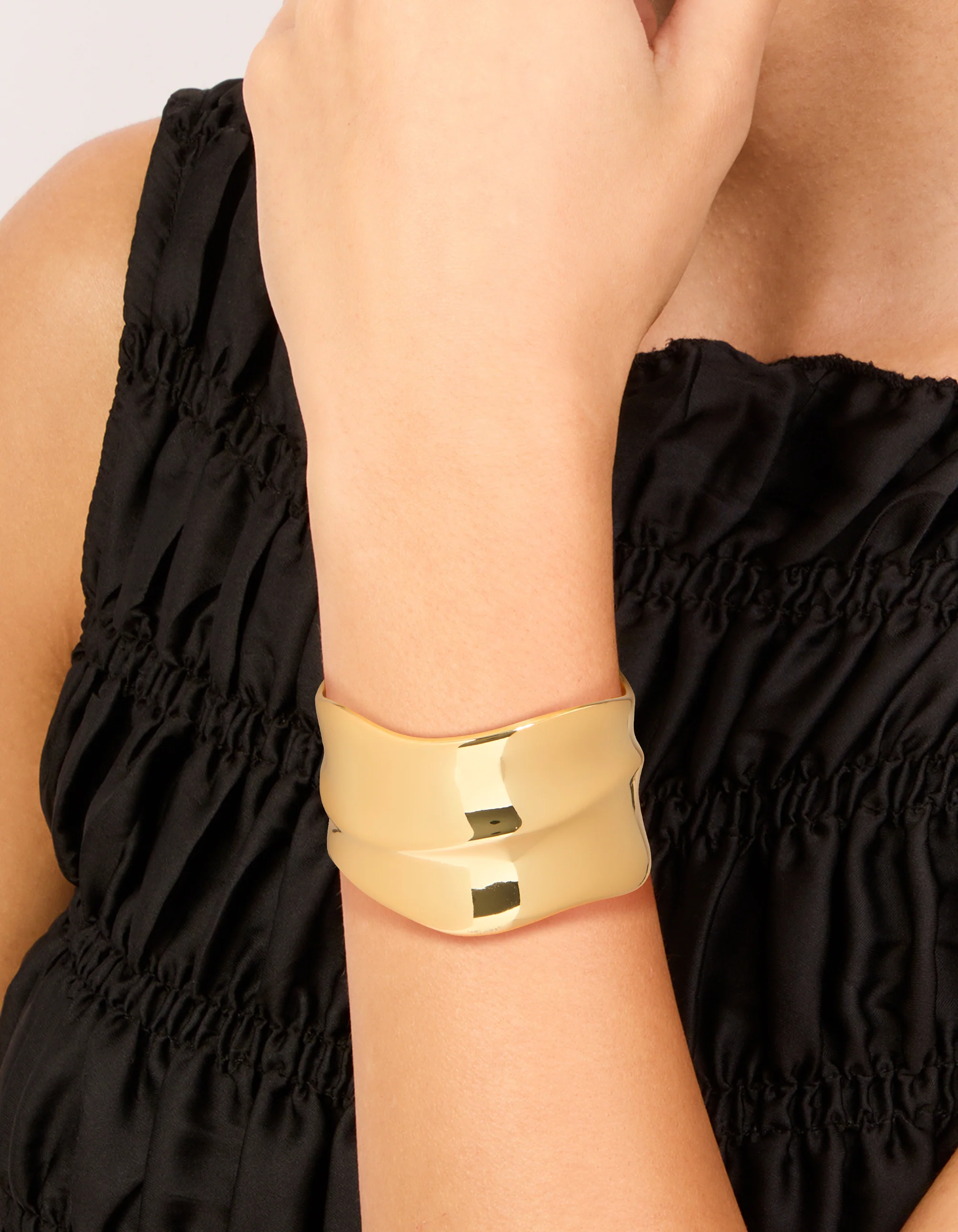 Gold Plated Wide Organic Wrist Cuff - Image 2