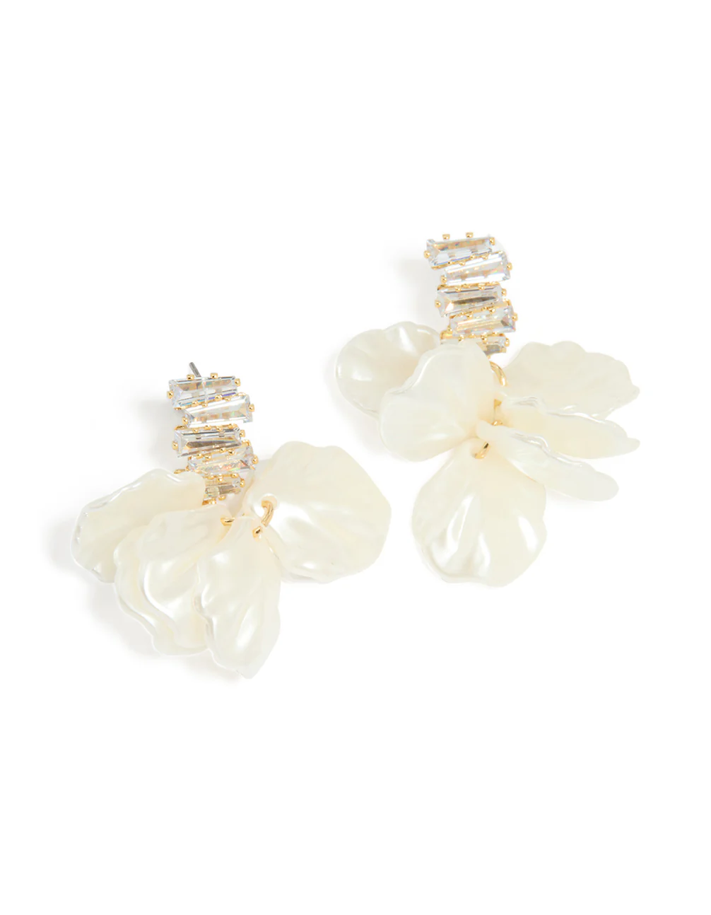 Gold Plated Zigzag Stone Petal Earrings