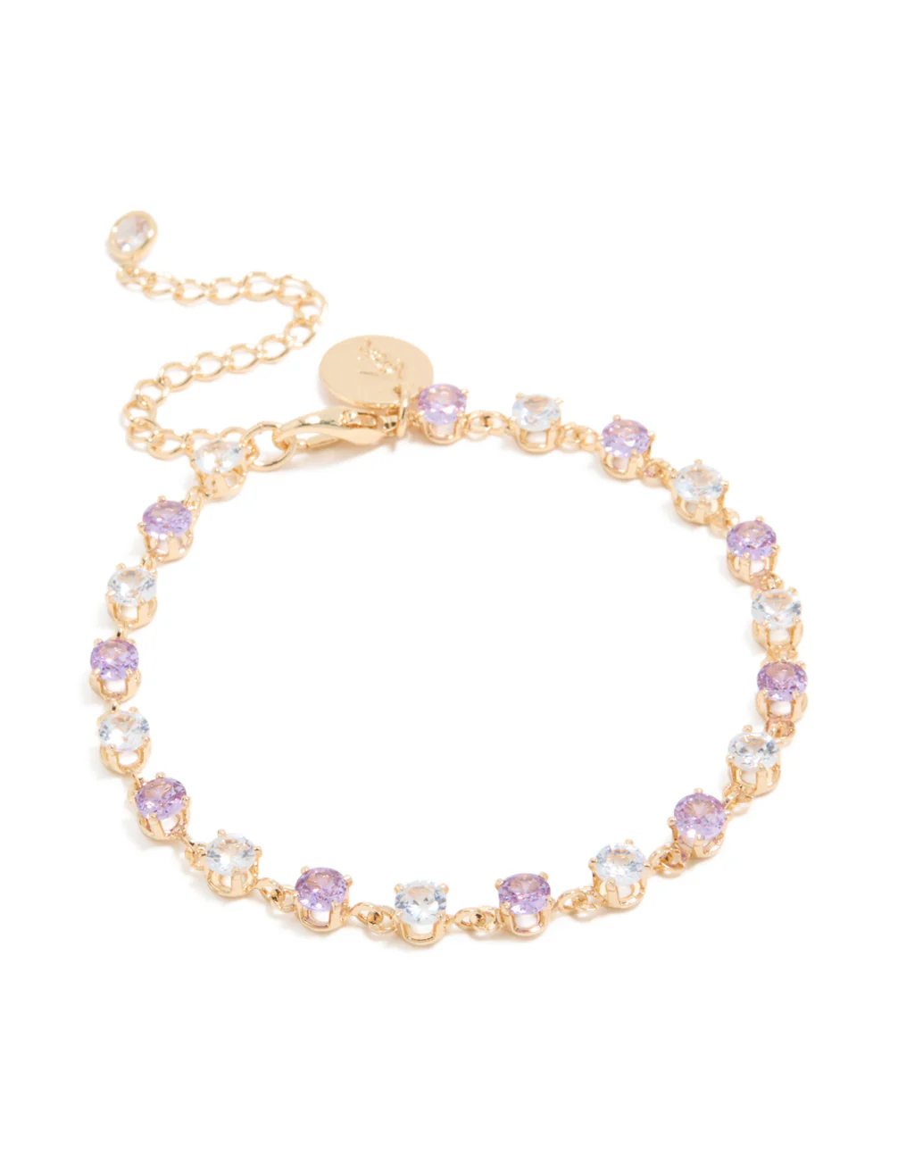 Gold Purple & Grey Cubic Zirconia Bracelet - Image 2