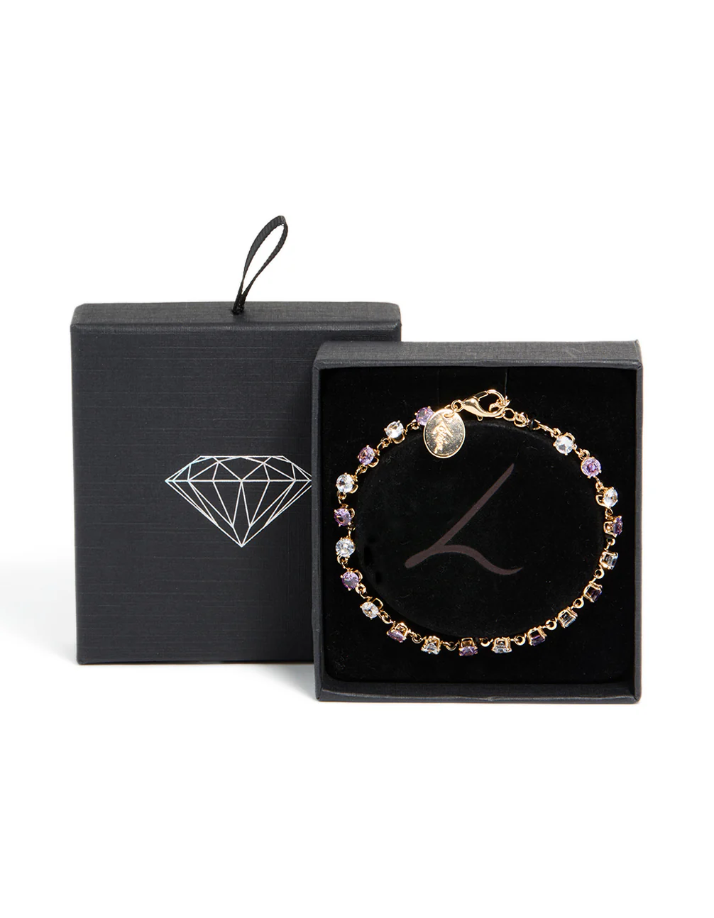 Gold Purple & Grey Cubic Zirconia Bracelet - Image 5