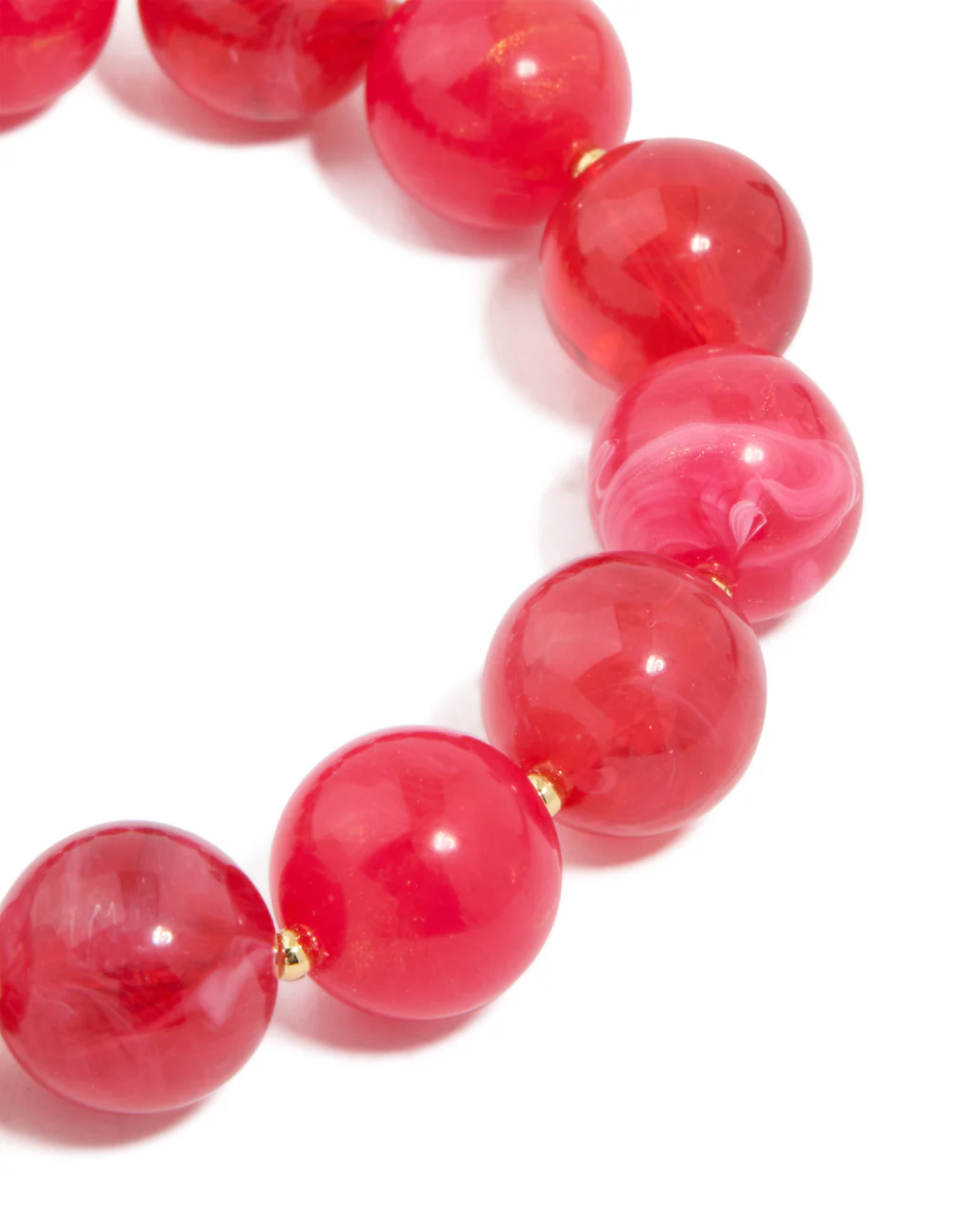 Gold Red Acrylic Beaded Stretch Bracelet - Image 4