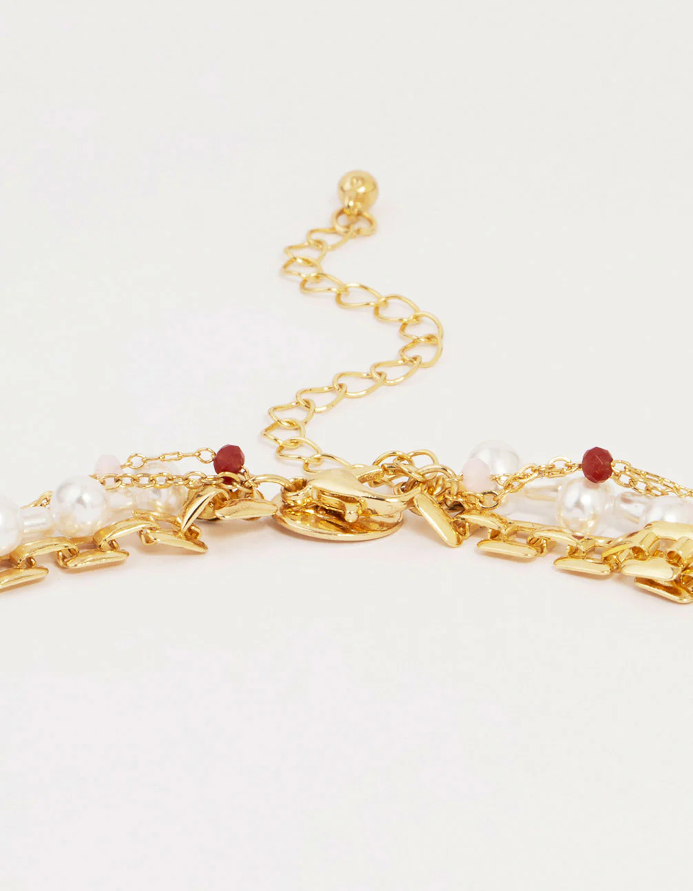 Gold Red Diamante Cross Layered Necklace - Image 3