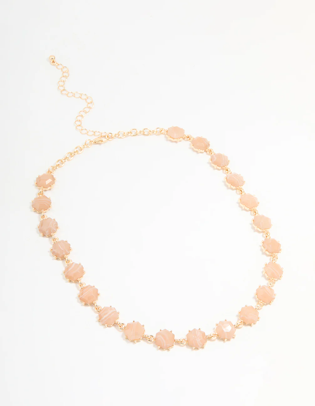 Gold Rose Stone Hexagon Choker Necklace - Image 2