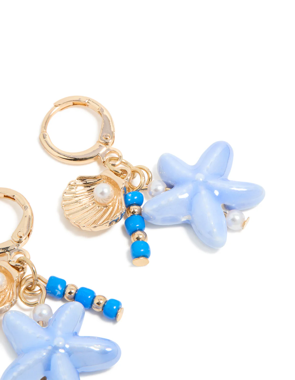 Gold Sea Life Charm Huggie Earrings - Image 5