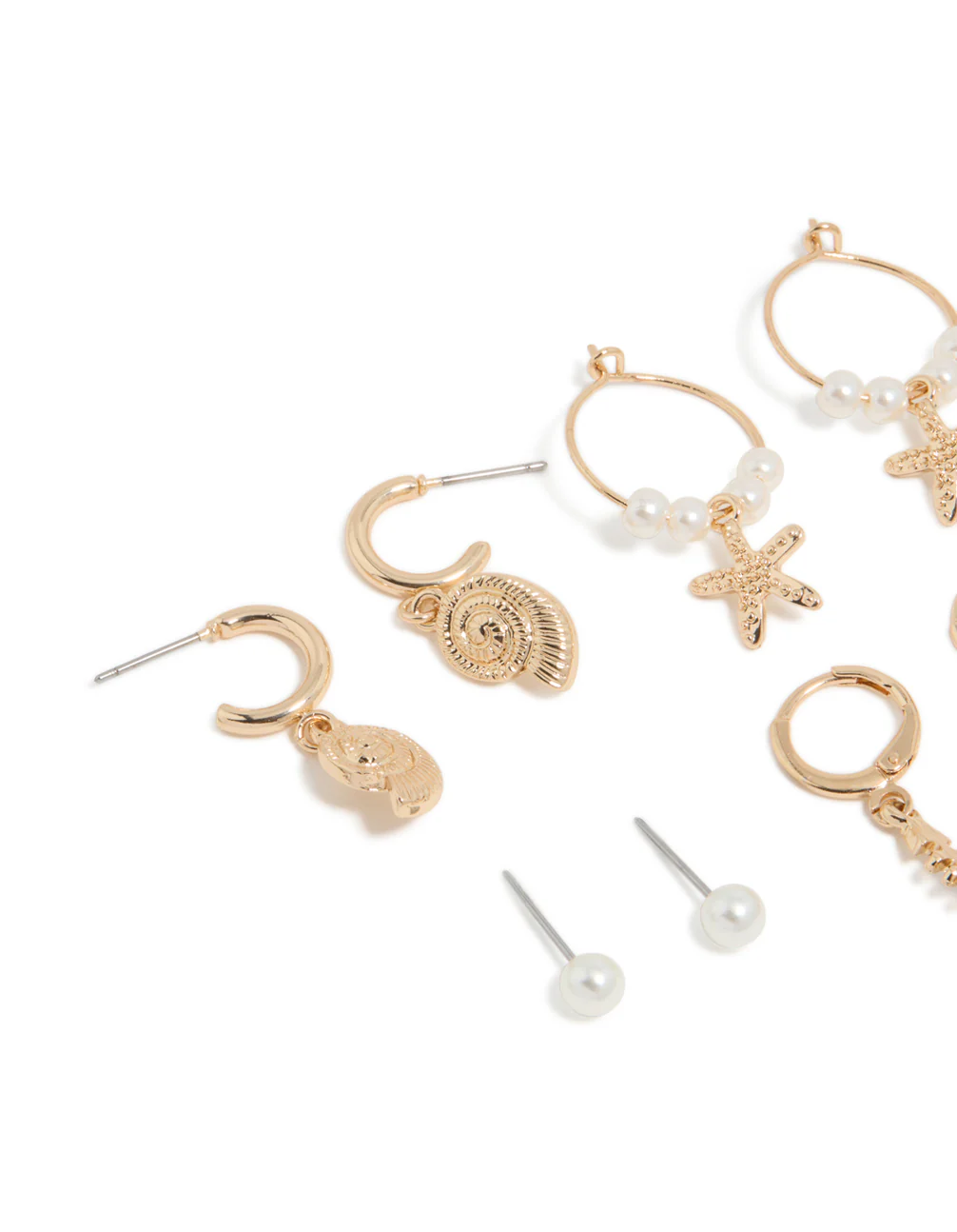 Gold Sea Life Huggie Earrings 6-Pack - Image 2