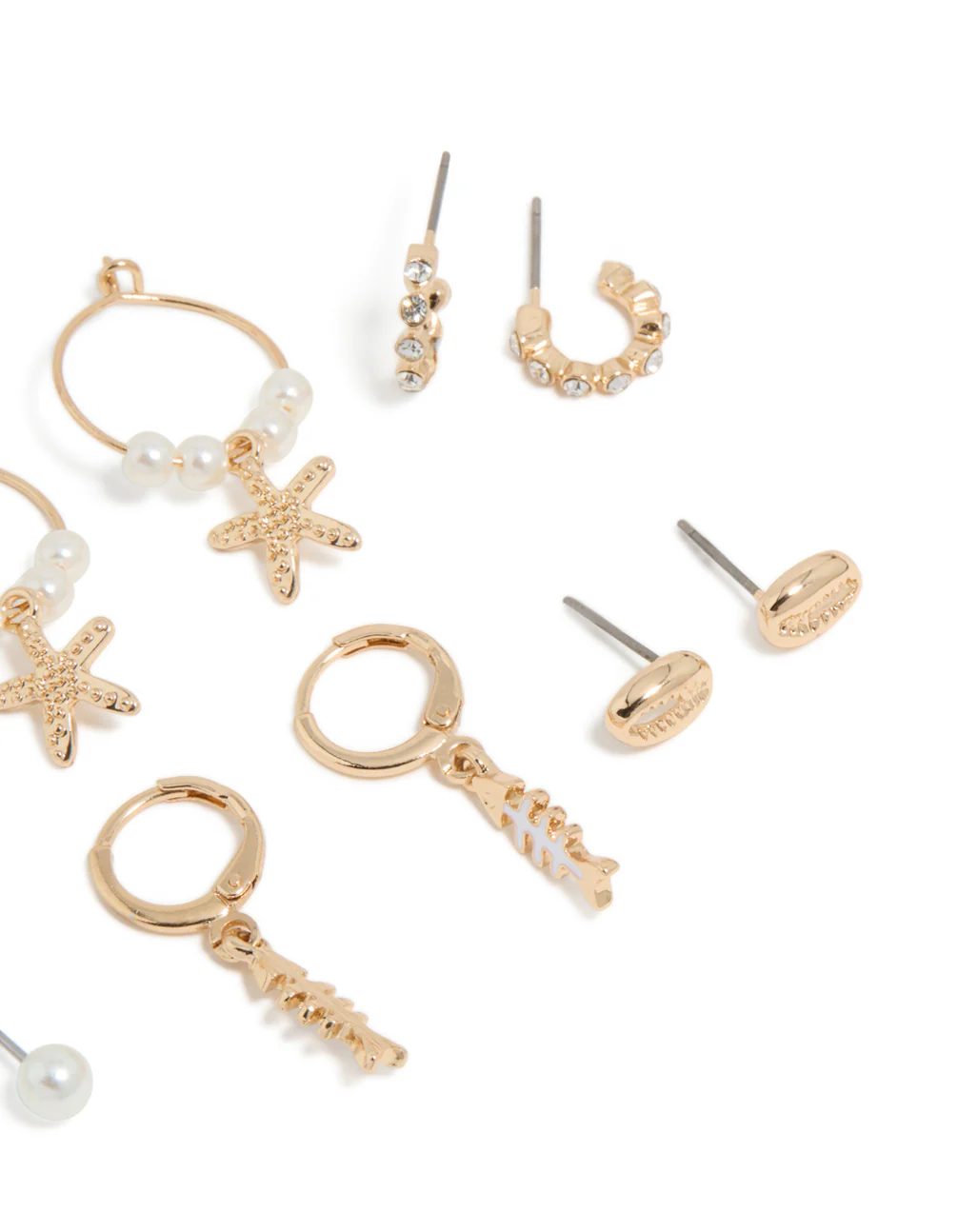Gold Sea Life Huggie Earrings 6-Pack - Image 3