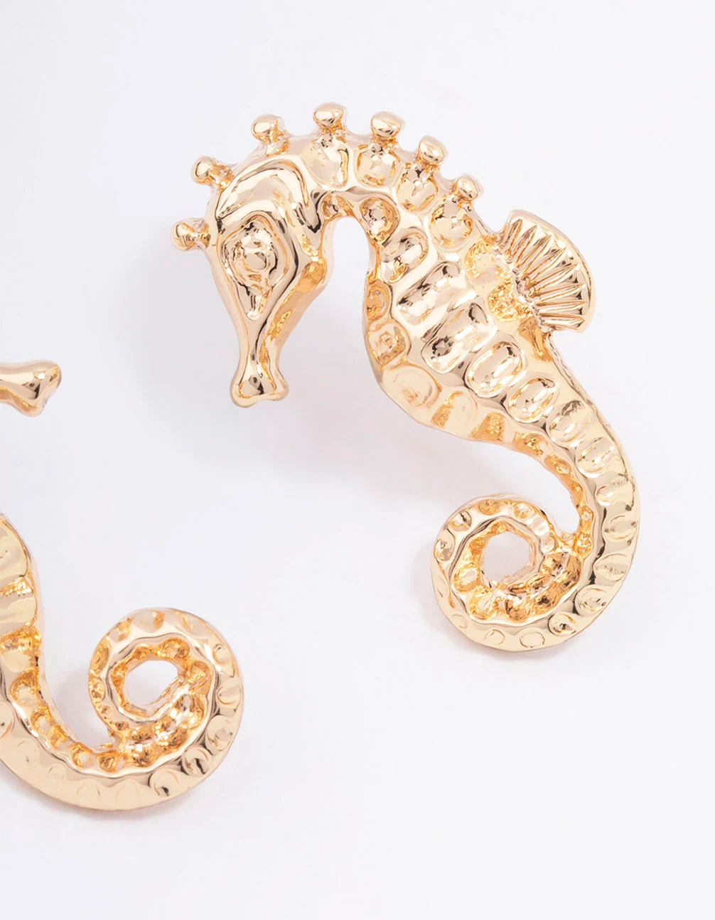 Gold Seahorse Statement Stud Earrings - Image 3
