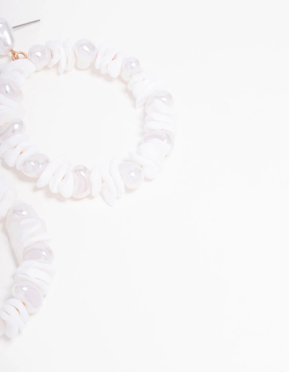 Gold Shell Pearl Open Drop Earrings - Image 3