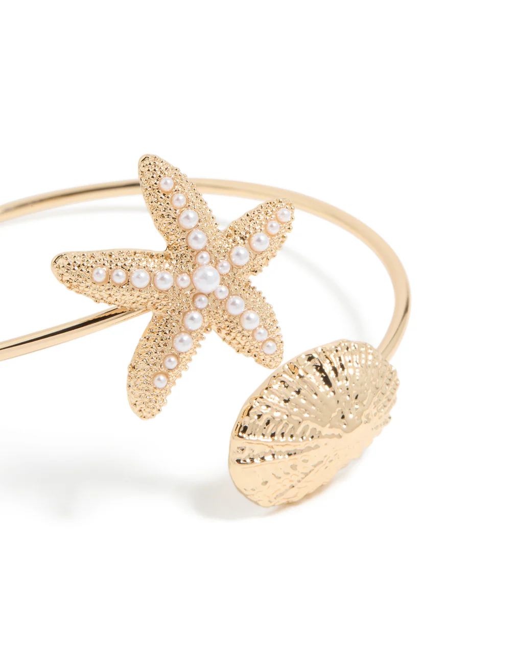 Gold Shell & Pearl Starfish Arm Cuff - Image 2