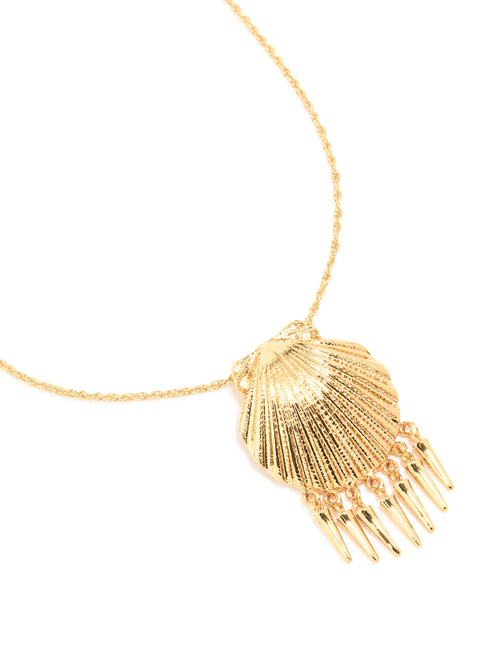 Gold Shell Tassel Pendant Necklace