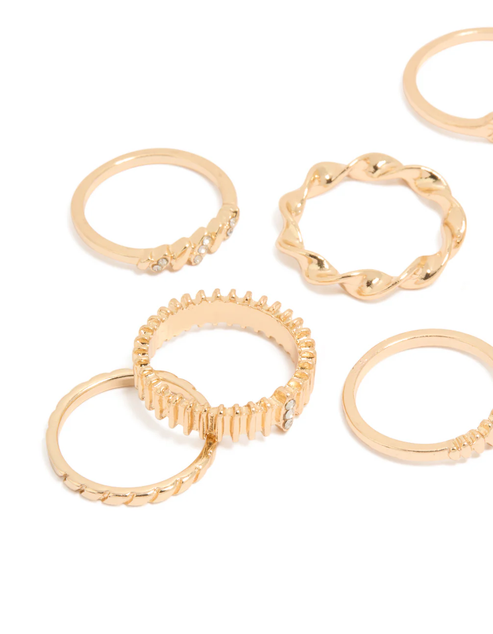 Gold Signet & Ribbed Rings 10-Pack - Image 2