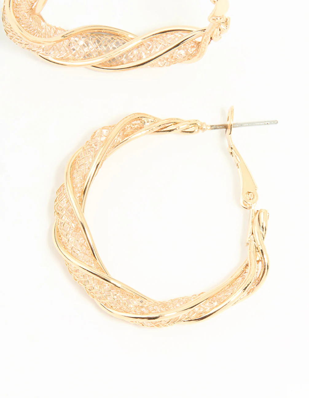 Gold Small Wrap Mesh Hoop Earrings - Image 5