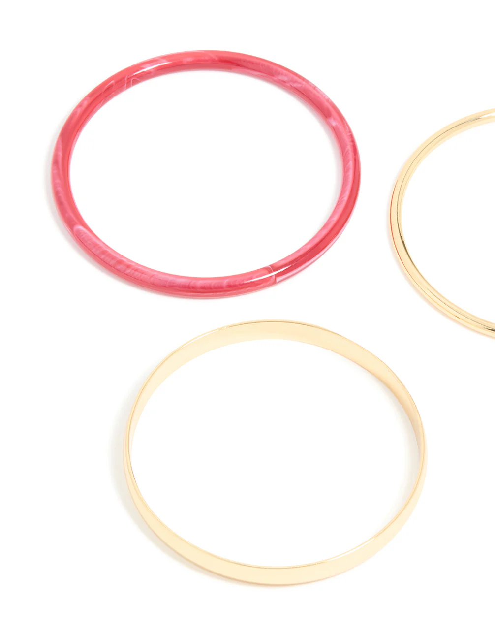 Gold Smooth & Red Acrylic Bangles 3-Pack - Image 2