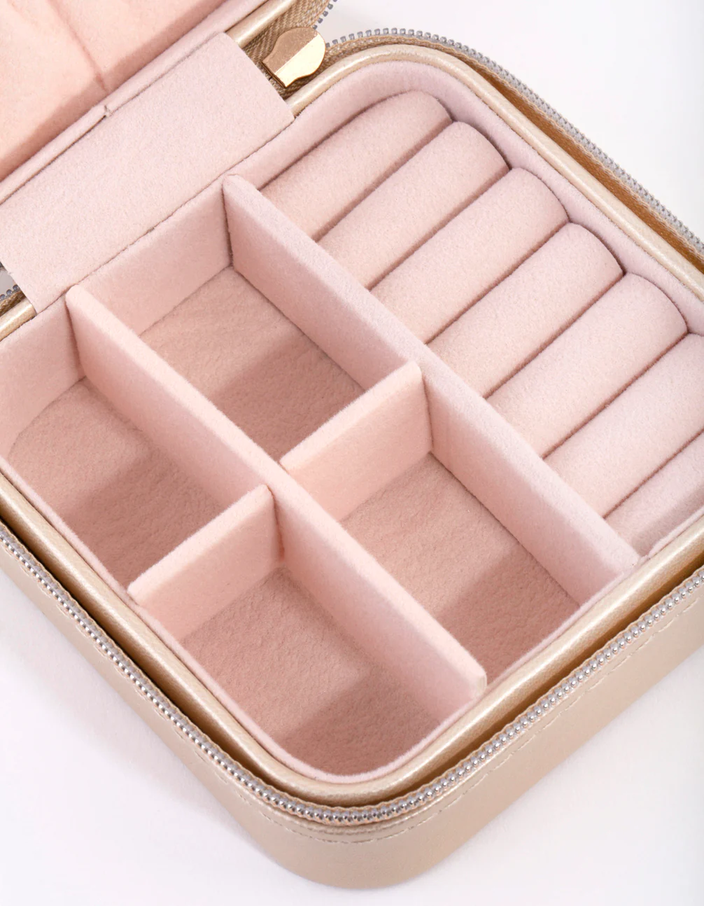 Gold Smooth PU Leather Square Jewellery Box - Image 2