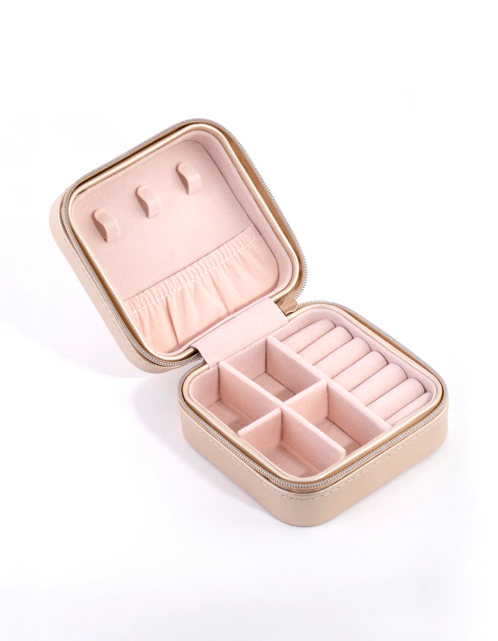 Gold Smooth PU Leather Square Jewellery Box - Image 3