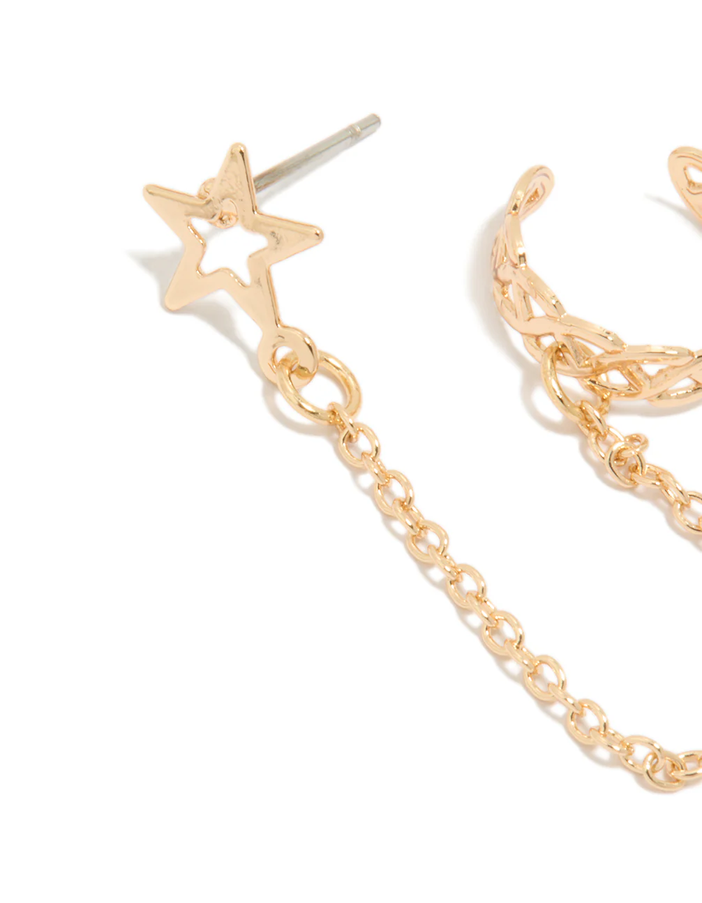 Gold Star Link Cuff & Stud Earring - Image 2