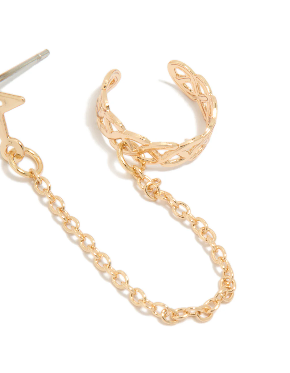 Gold Star Link Cuff & Stud Earring - Image 3