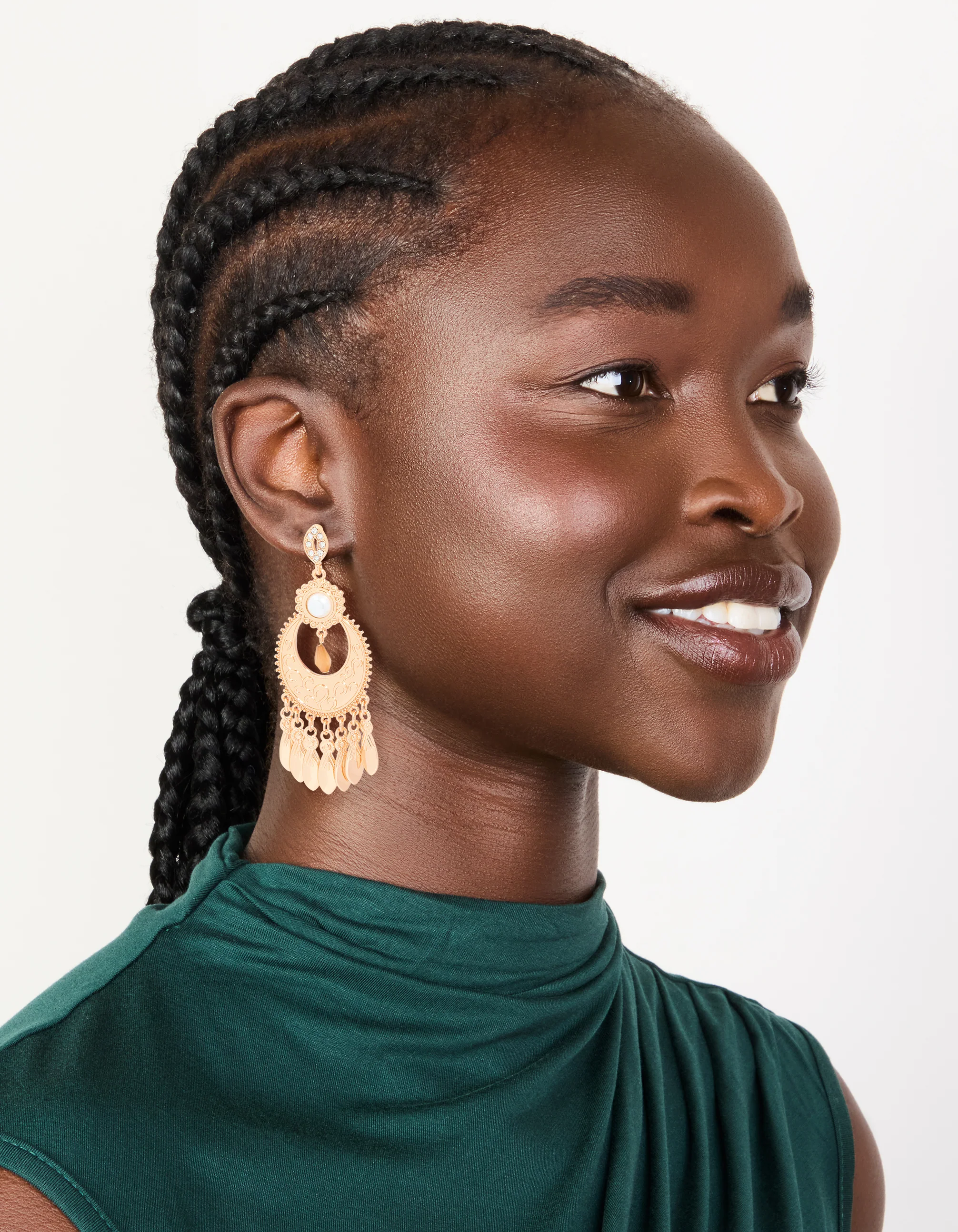 Gold Statement Dangle Drop Earrings - Image 2