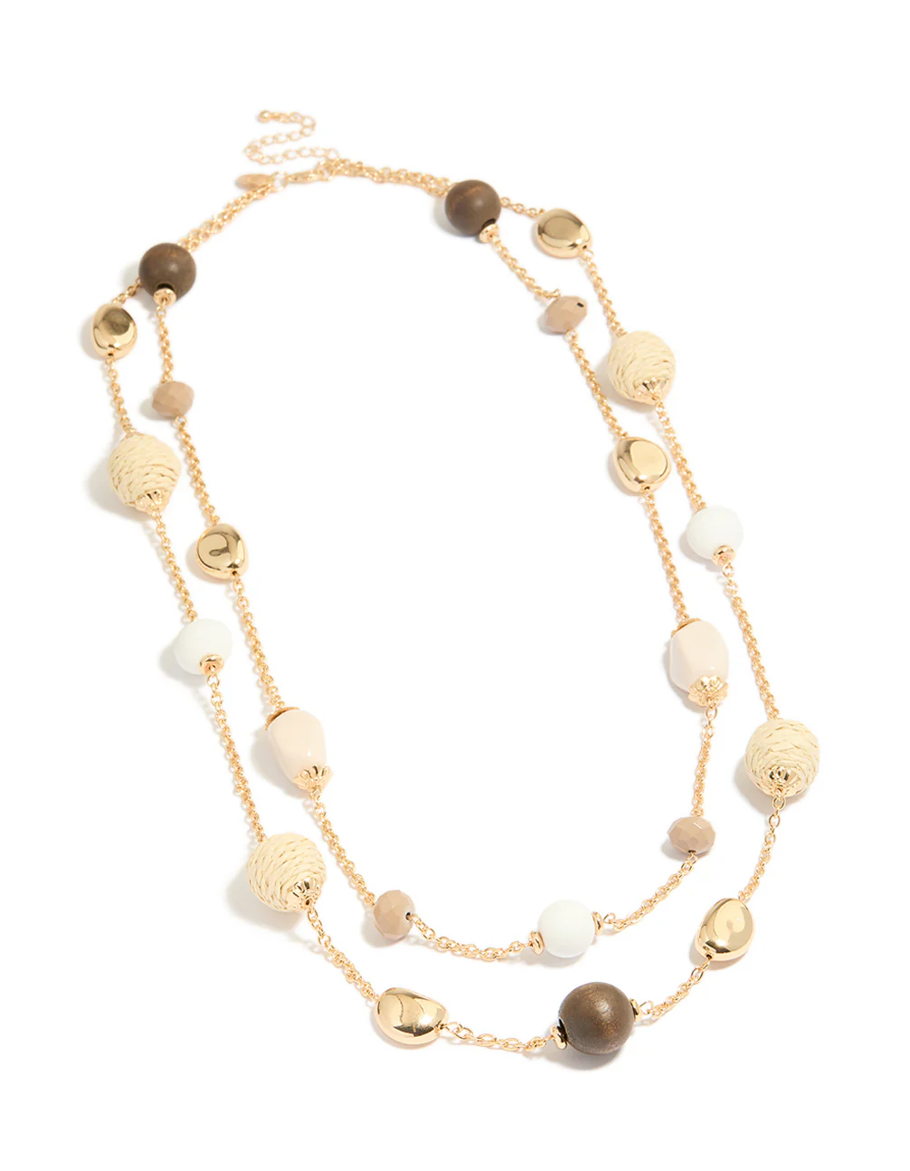 Gold Double Chain Beaded Necklace - Image 2