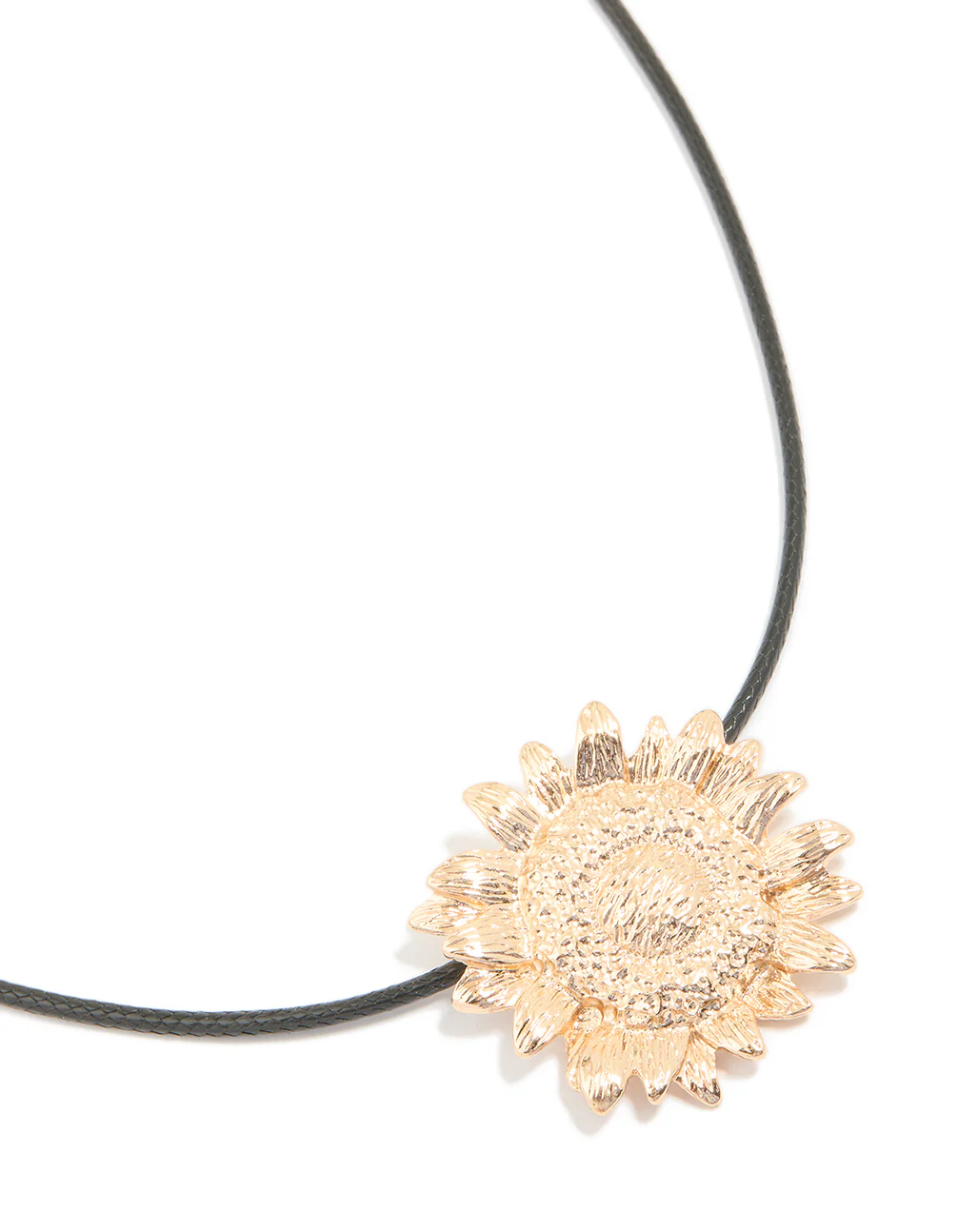 Gold Sunflower Pendant Cord Necklace