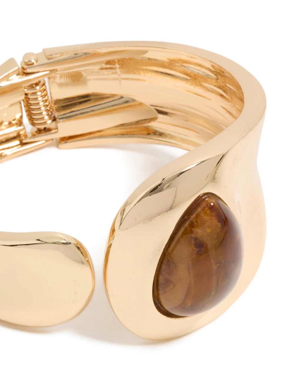 Gold Teardrop Brown Stone Wrist Cuff - Image 4