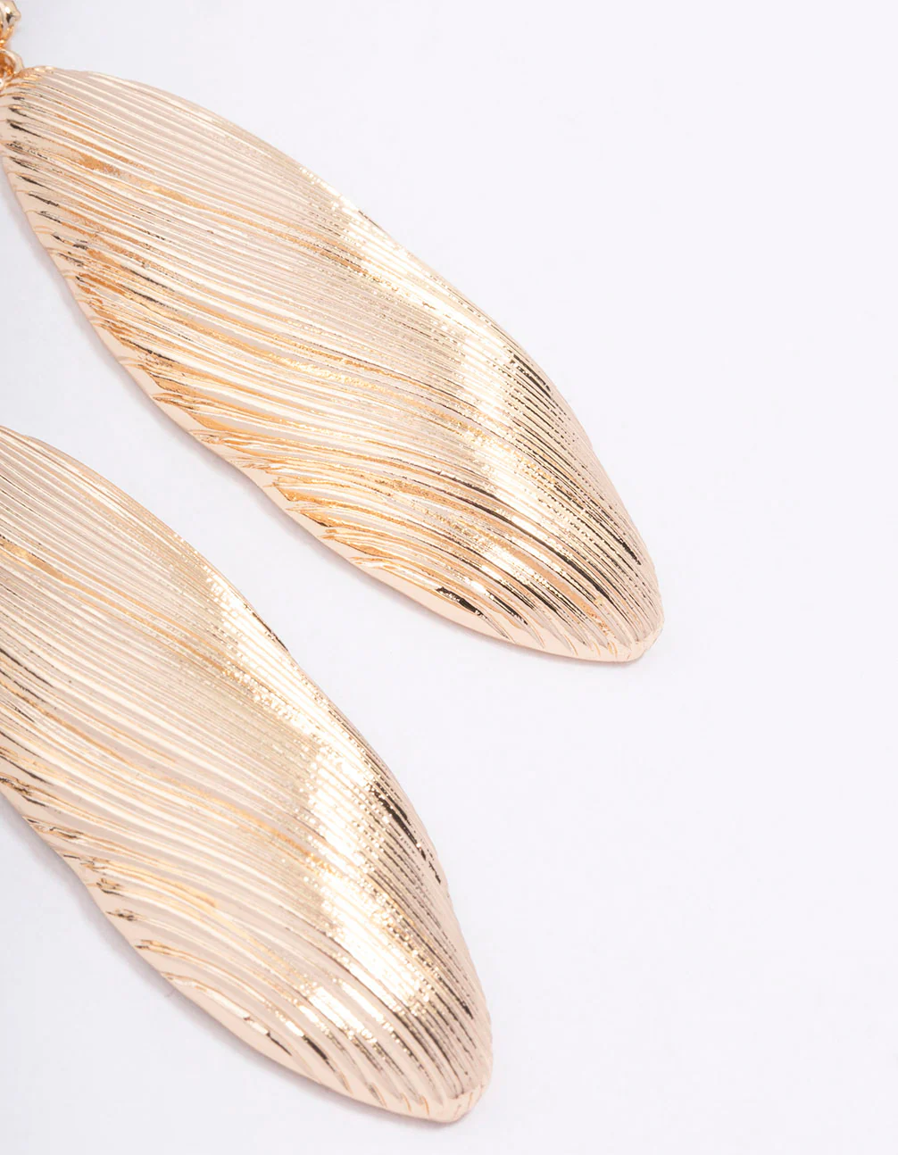Gold Textured Double Oval Drop Earrings - Image 3