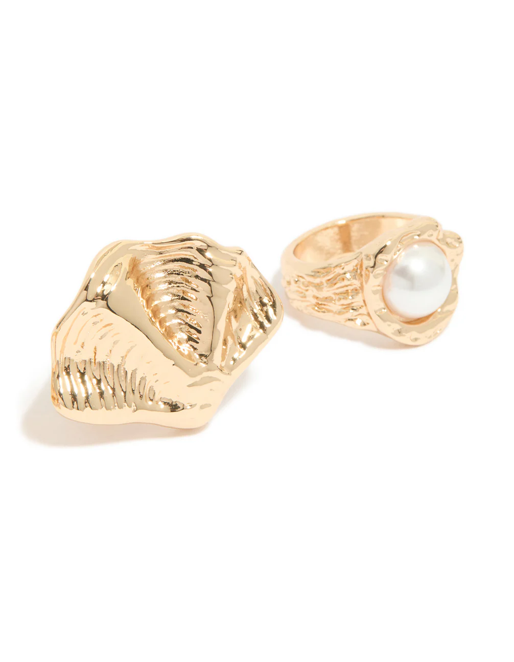 Gold Textured Starfish & Shell Rings 3-Pack - Image 4