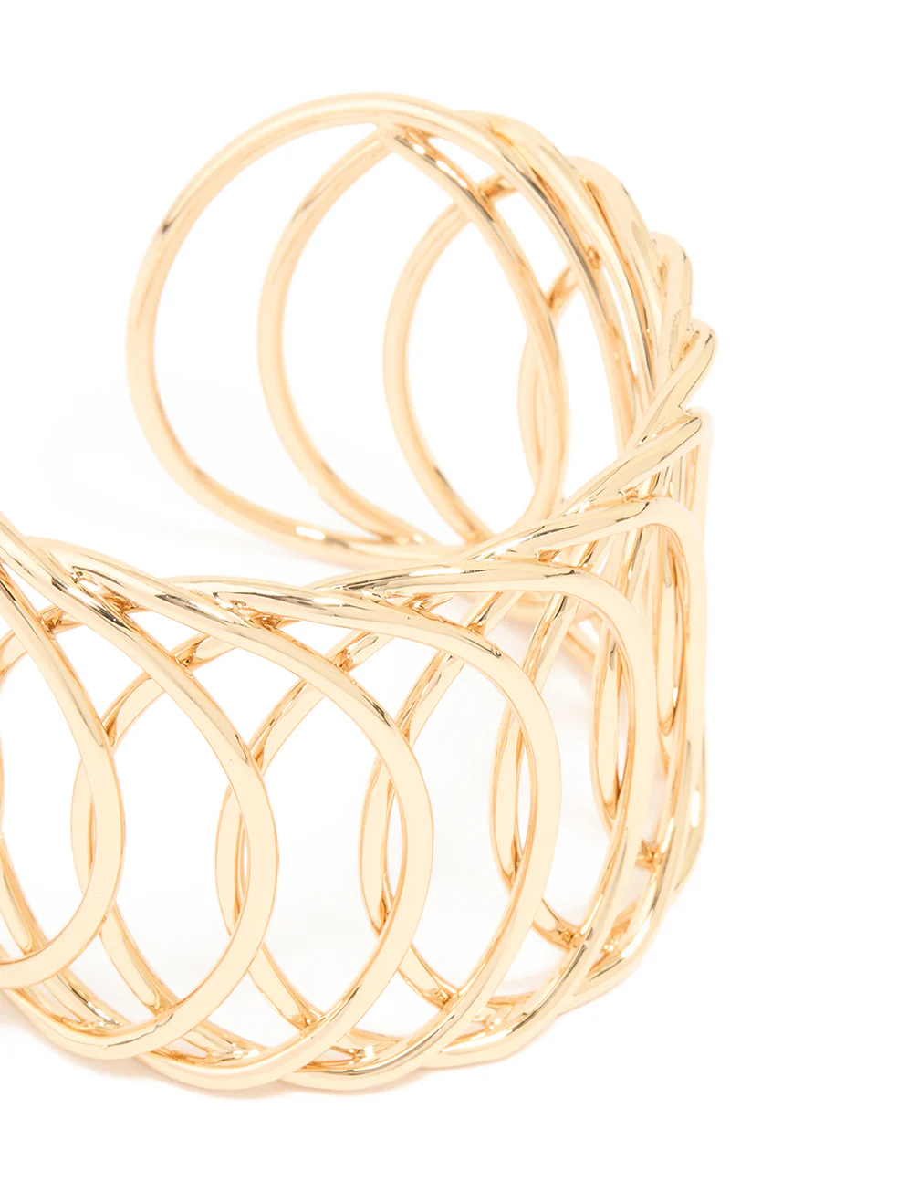 Gold Thick Layered Circle Design Wrist Cuff - Image 3