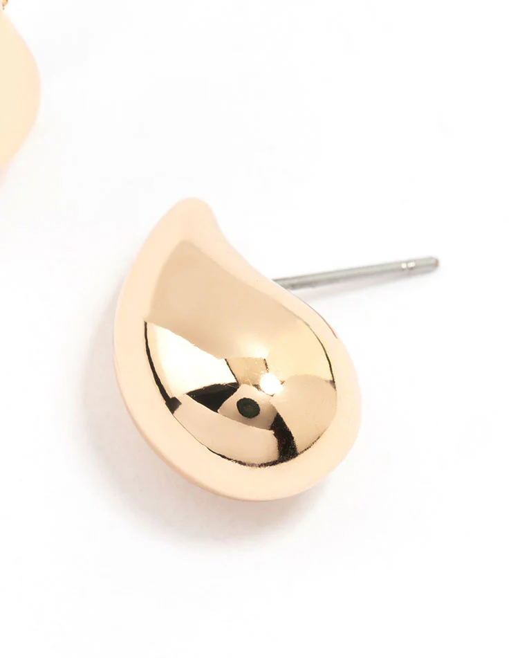 Gold Tiny Teardrop Stud Earrings - Image 3