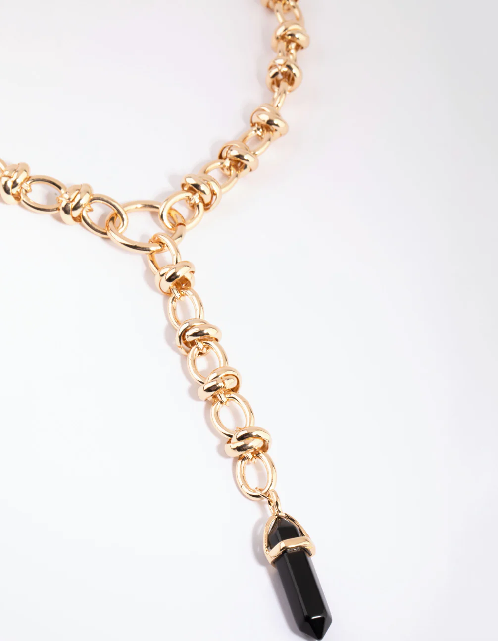 Gold Link Chain Black Shard Necklace