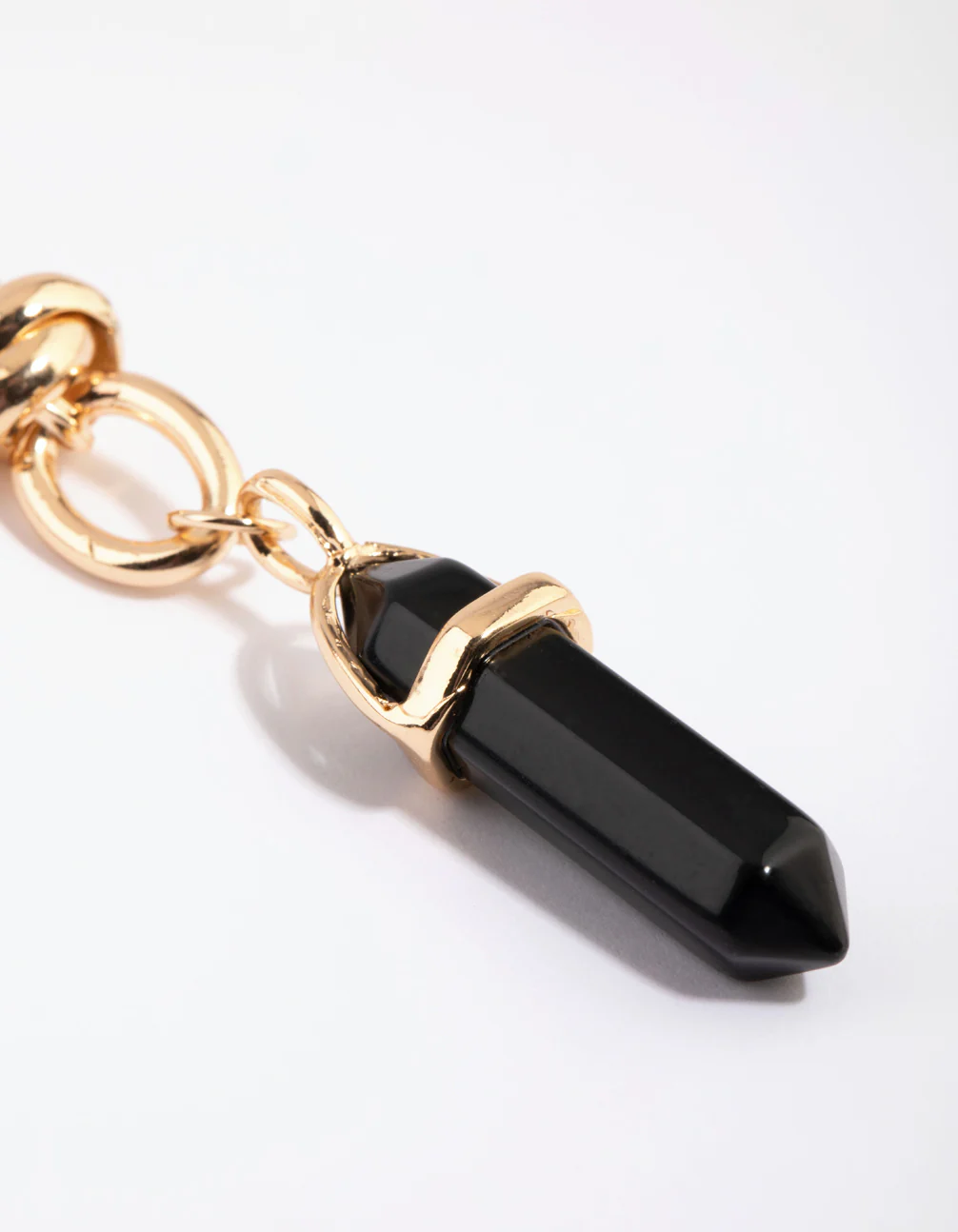 Gold Link Chain Black Shard Necklace - Image 3