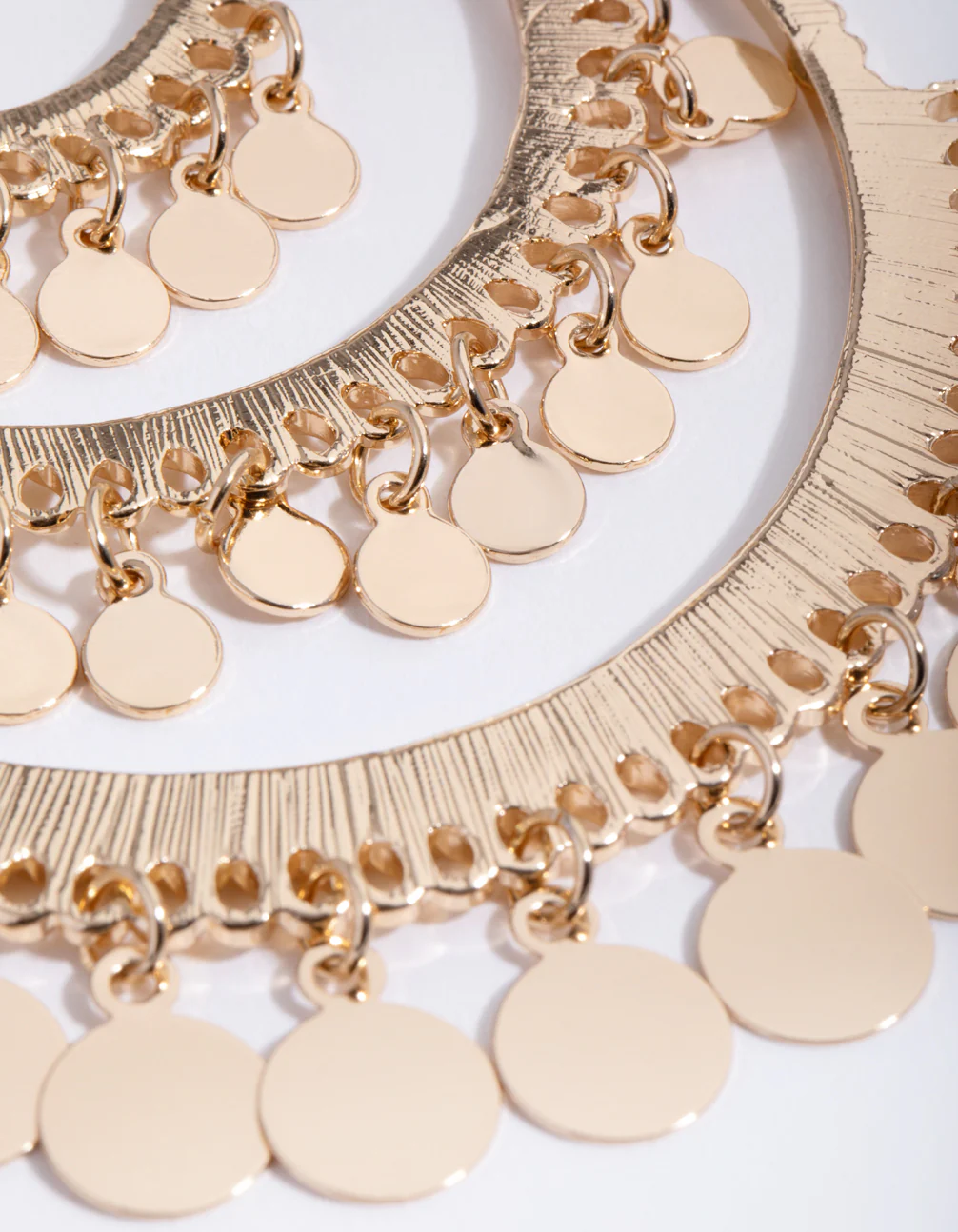 Gold Metal Tassel Circle Drop Earrings - Image 2