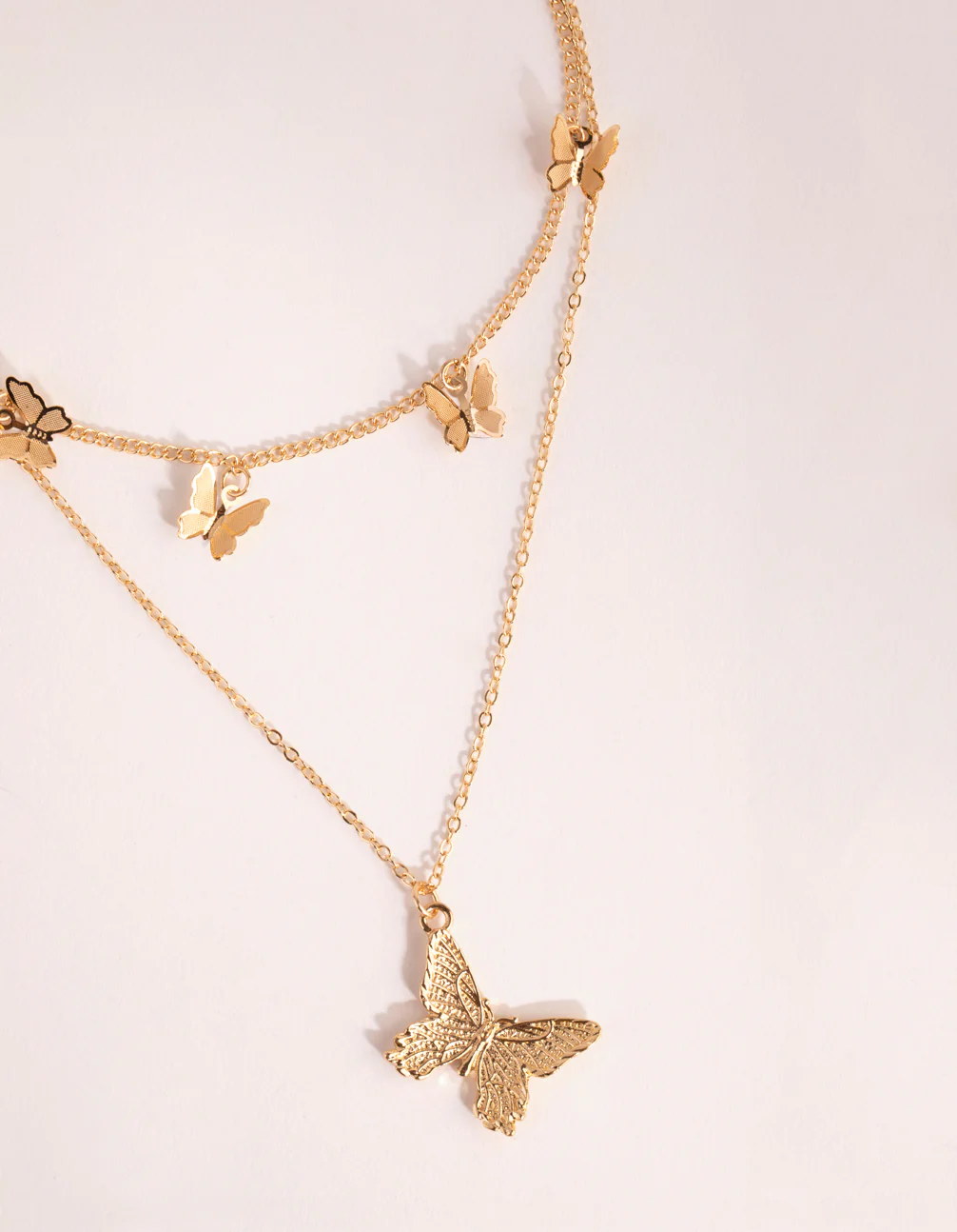Gold Multi Butterfly Layered Necklace