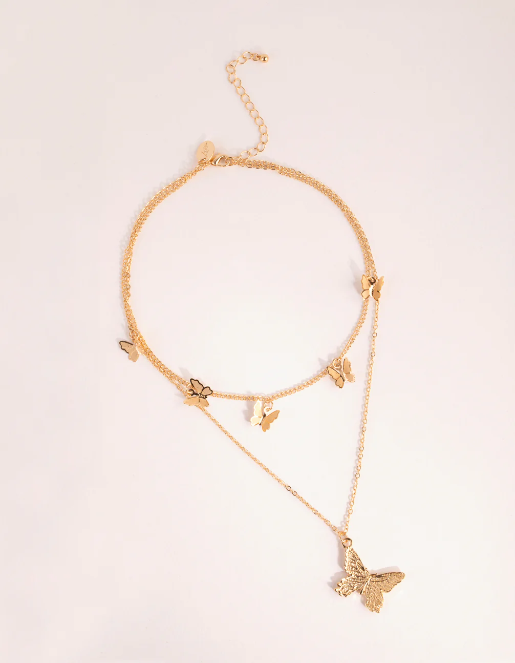 Gold Multi Butterfly Layered Necklace - Image 2