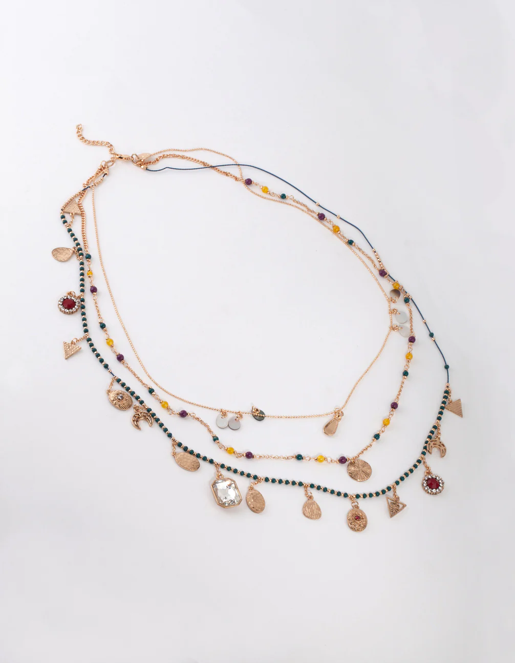 Gold Multi Charm Layered Necklace - Image 2