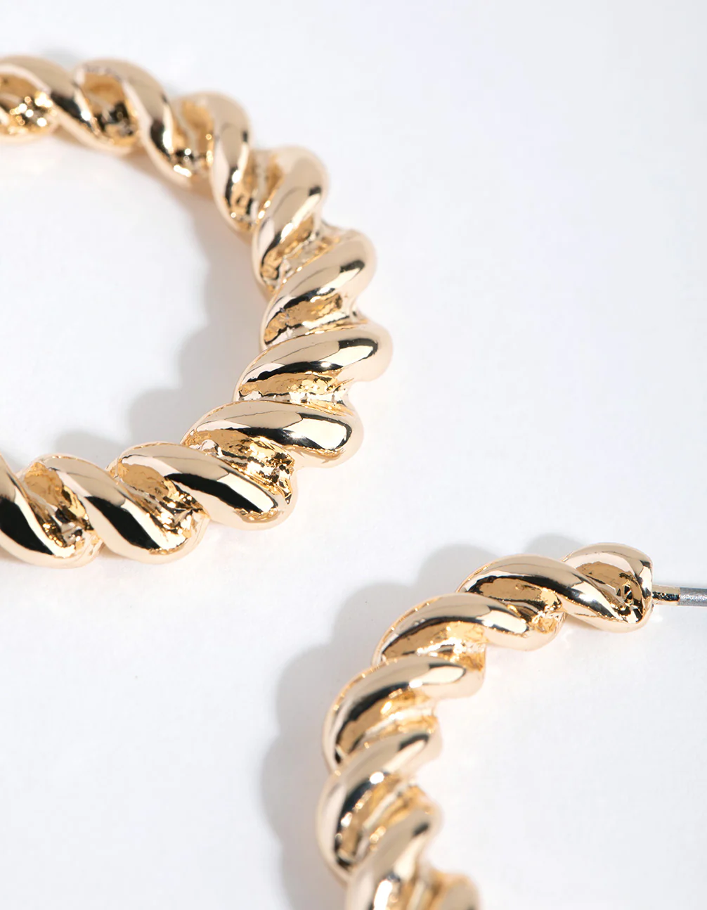 Gold Small Twist Hoop Earrings - Image 2