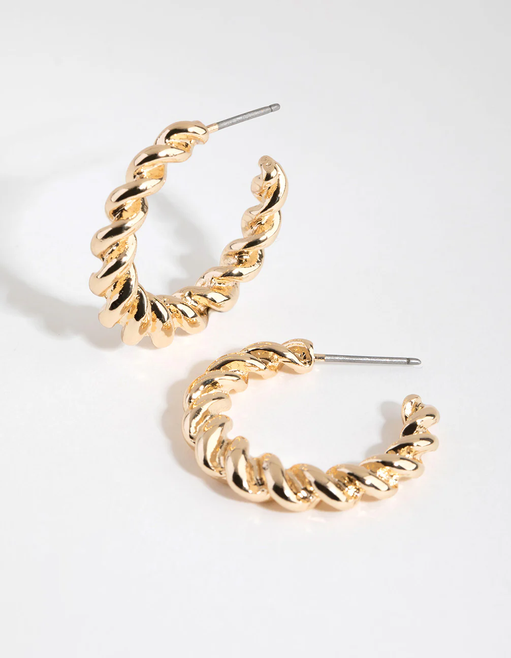 Gold Small Twist Hoop Earrings - Image 3