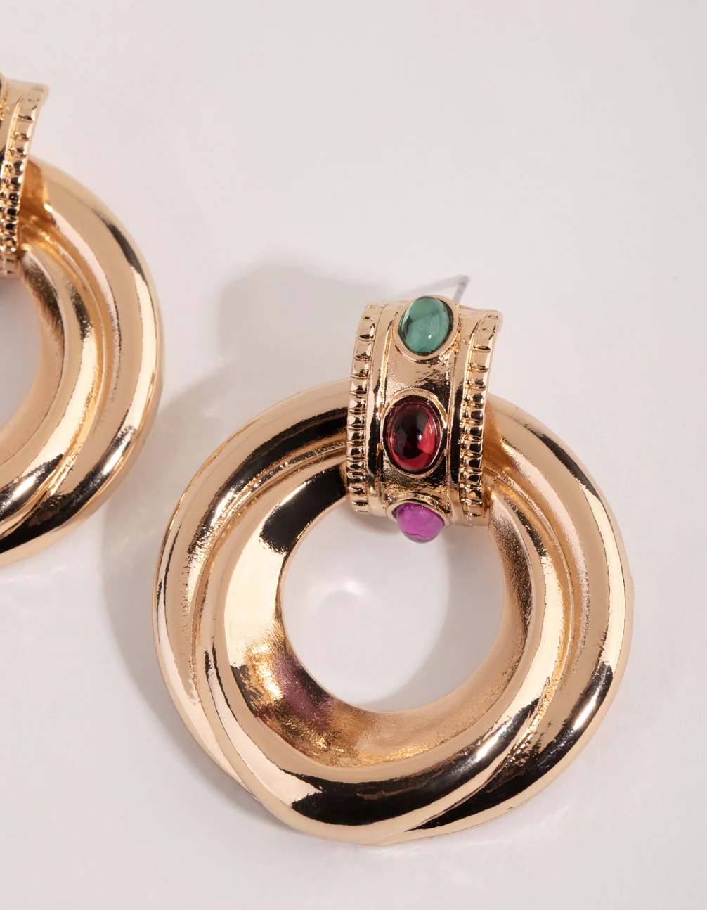 Gold Chunky Round Statement Earrings - Image 2