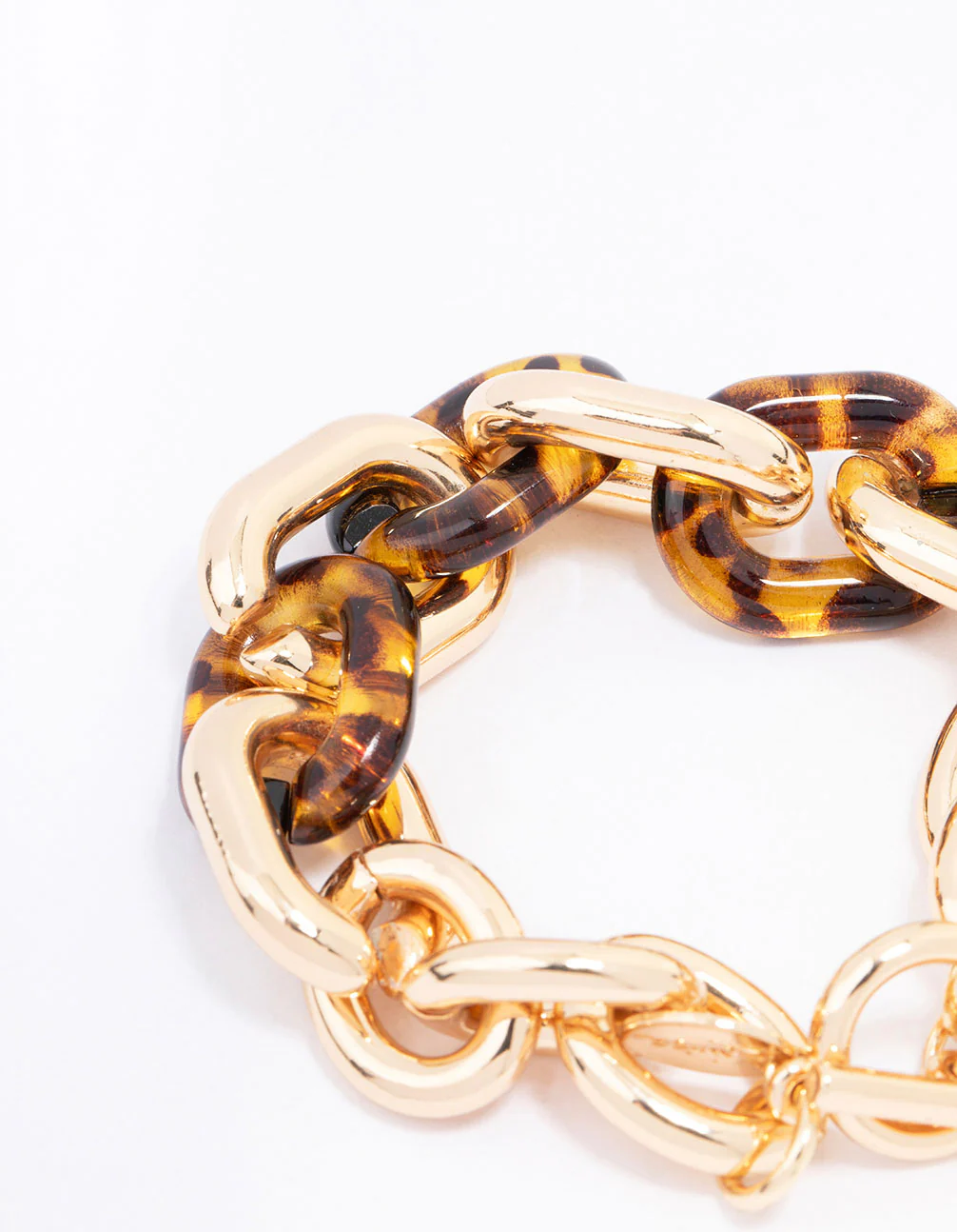 Gold & Tortoiseshell Link Chain Bracelet - Image 3