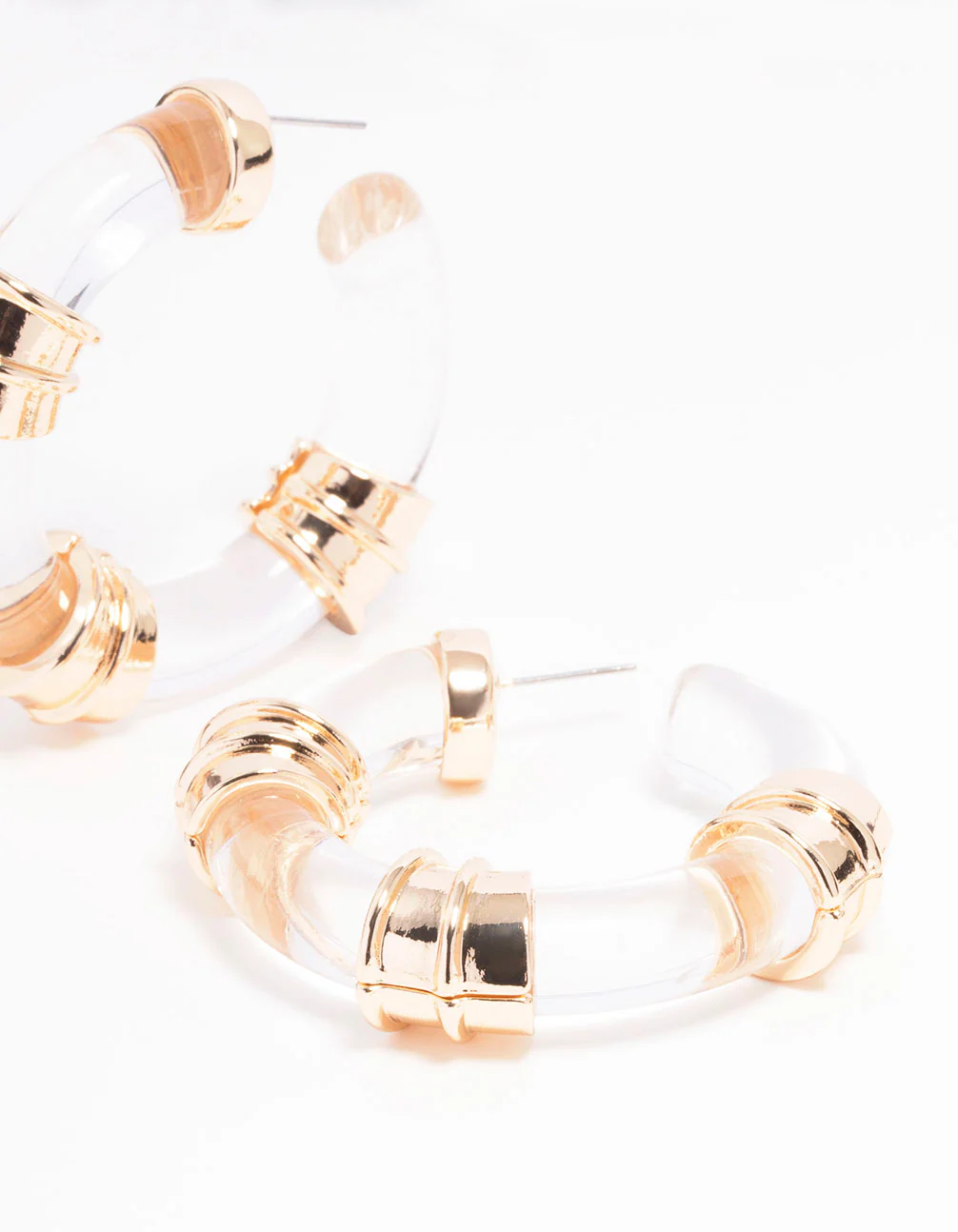 Gold Transparent Large Hoop Earrings - Image 3