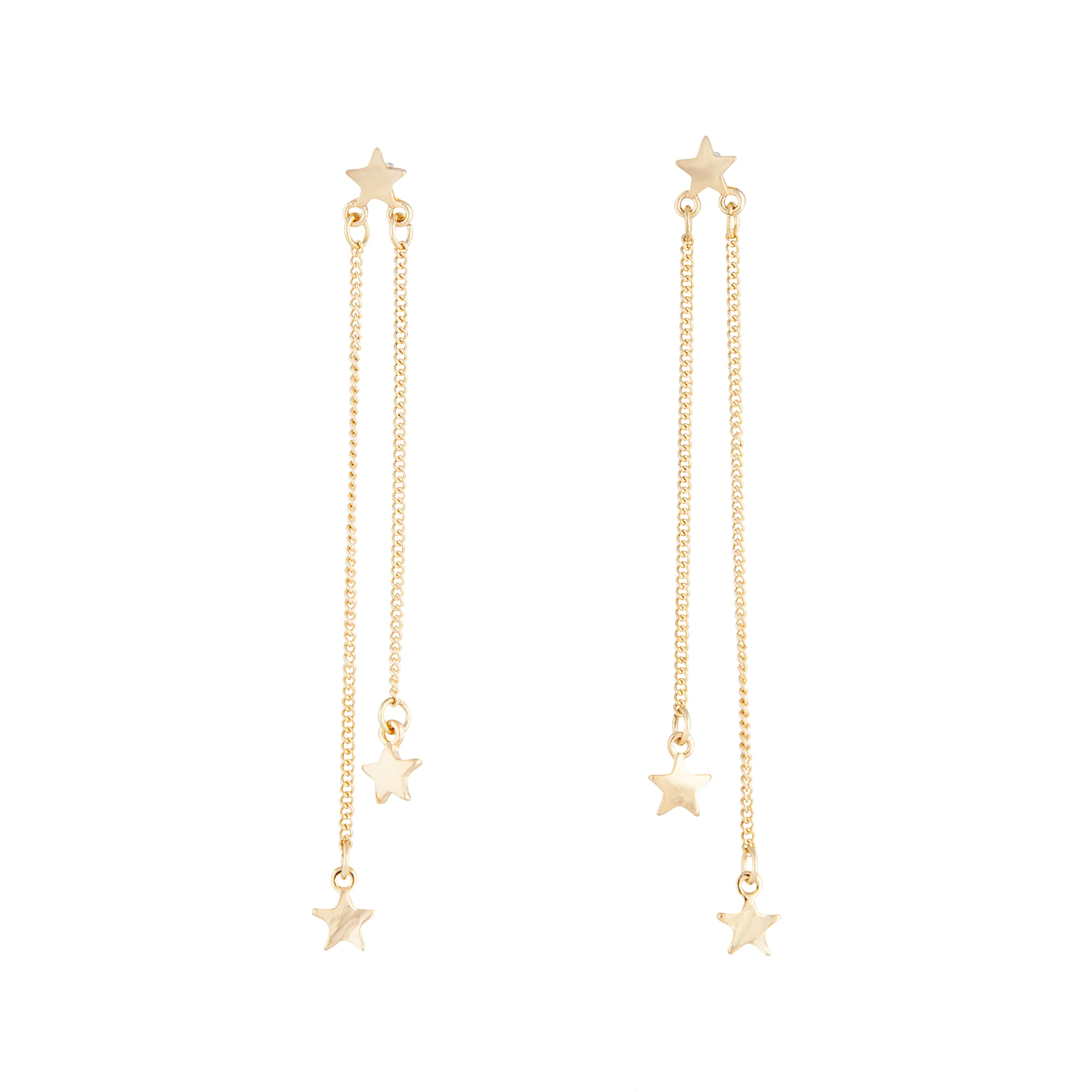 Gold Trio Star Drop Earring