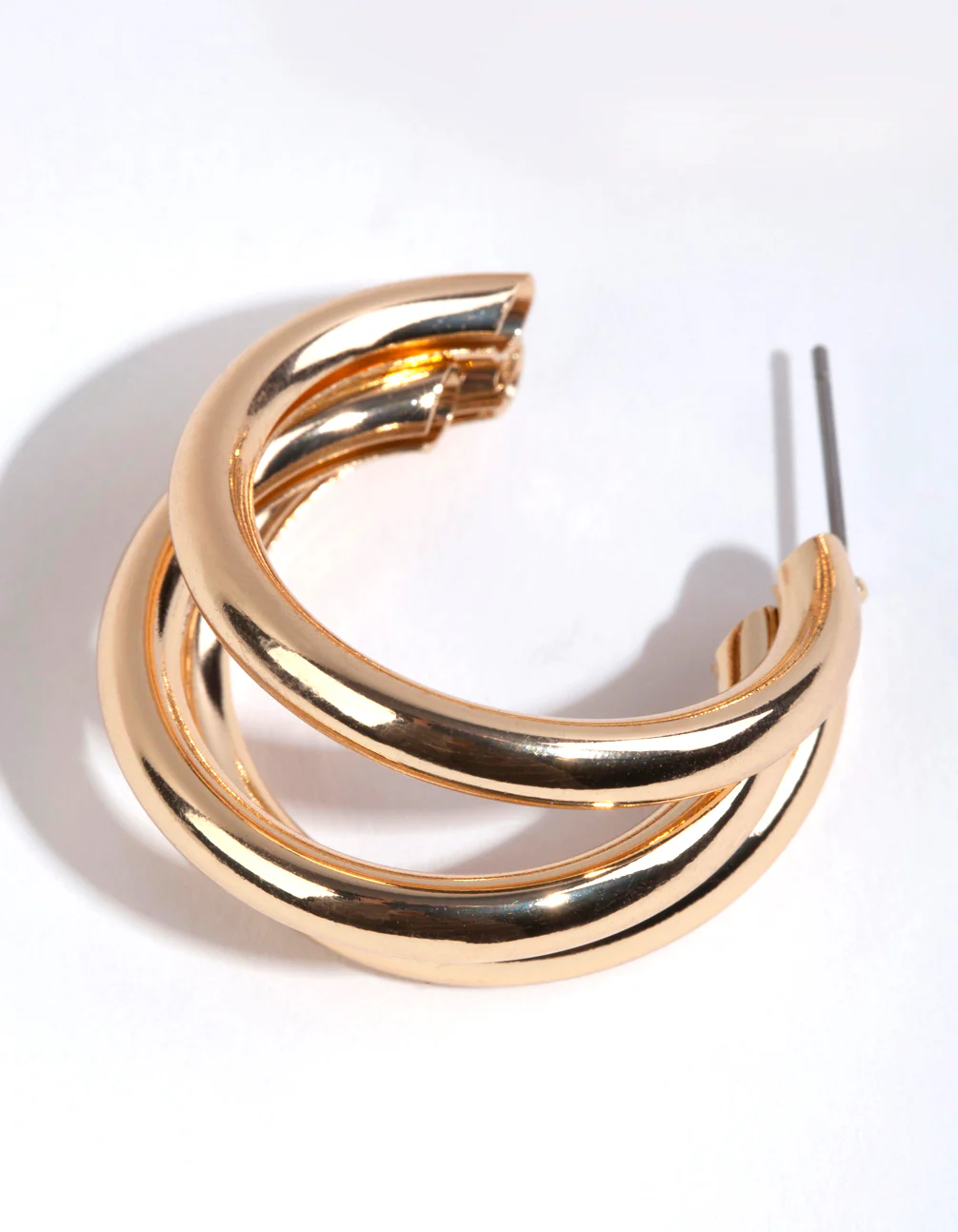 Gold Triple Loop Hoop Earrings - Image 2