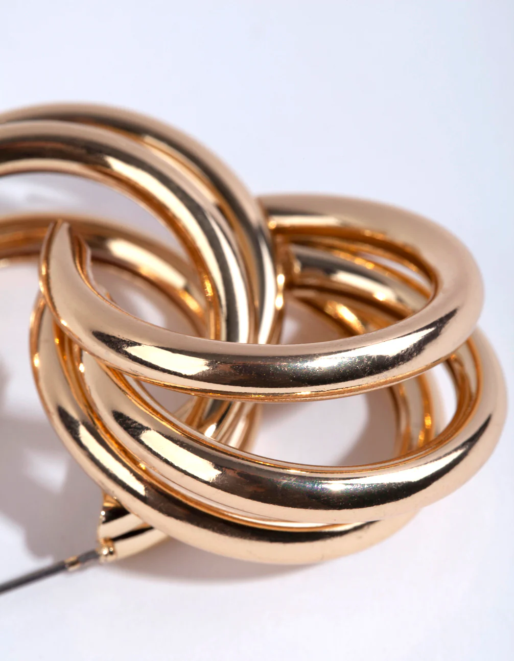Gold Triple Loop Hoop Earrings - Image 3